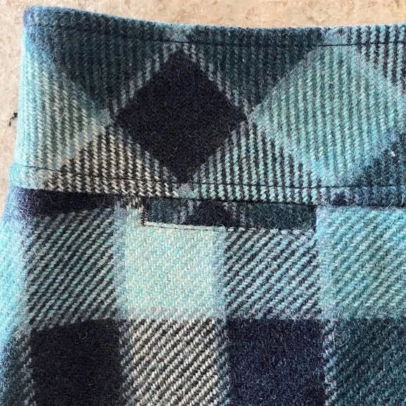 LL Bean Wool Plaid Midi Skirt Teal Navy Size 12 - Picture 4 of 10